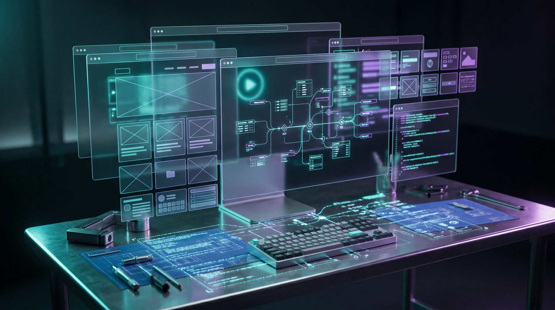 Layered design system frames and AI-assisted build architecture