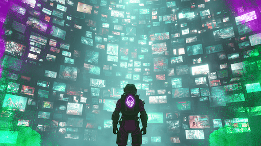 Digital marketer standing before a vast wall of social media content representing the scale of the modern paid social advertising market