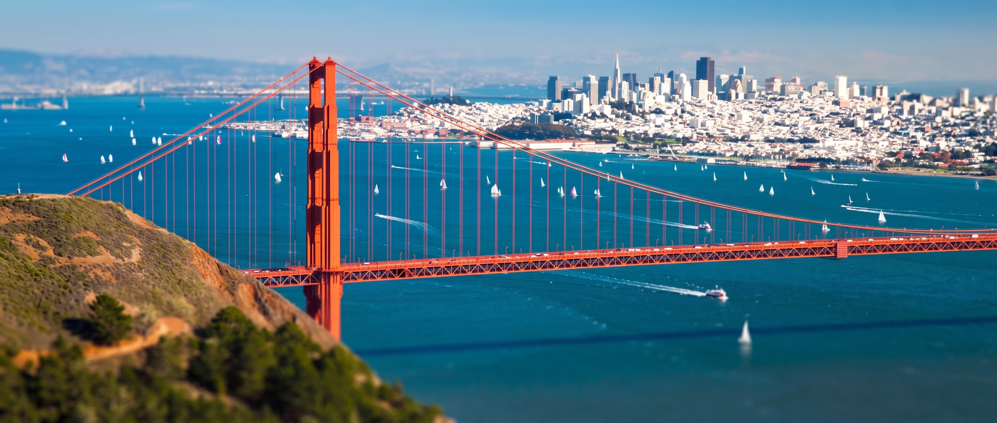 San Francisco Bay Area skyline at dusk