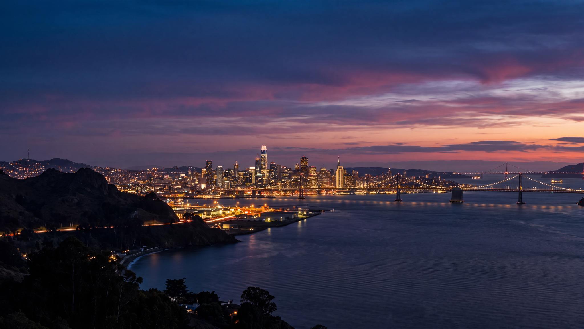 Bay Area skyline at dusk for Squid X Media Bay Area marketing agency services