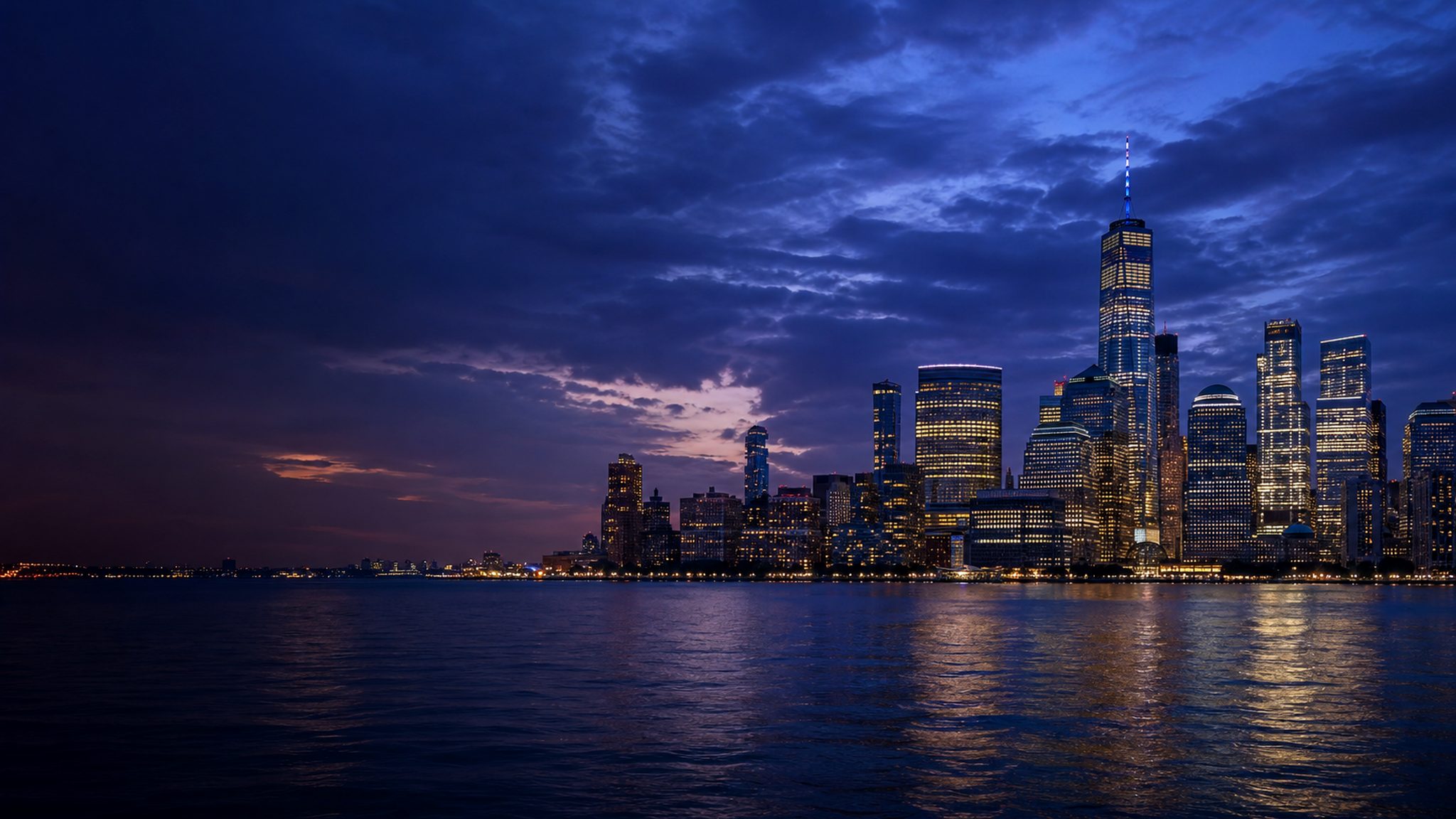 New York City skyline over water at dusk for Squid X Media marketing agency services