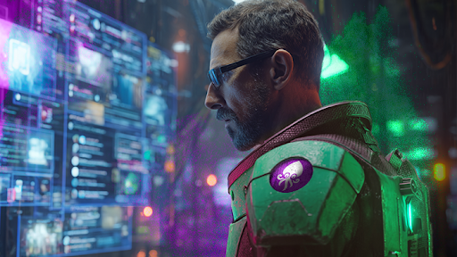 Digital marketer standing before a vast wall of social media content representing the scale of the modern paid social advertising market